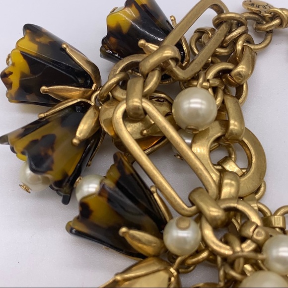 J. Crew Tortoise Pearl Crystal Gold Bracelet - Picture 2 of 3